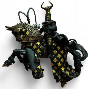 Papo Master Bull Knight Black Medieval With Horse Figure Mace Flail 2007 Gift